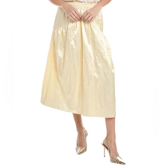NEW Vince Crushed Satin Smocked Waist Shimmering Tiered...